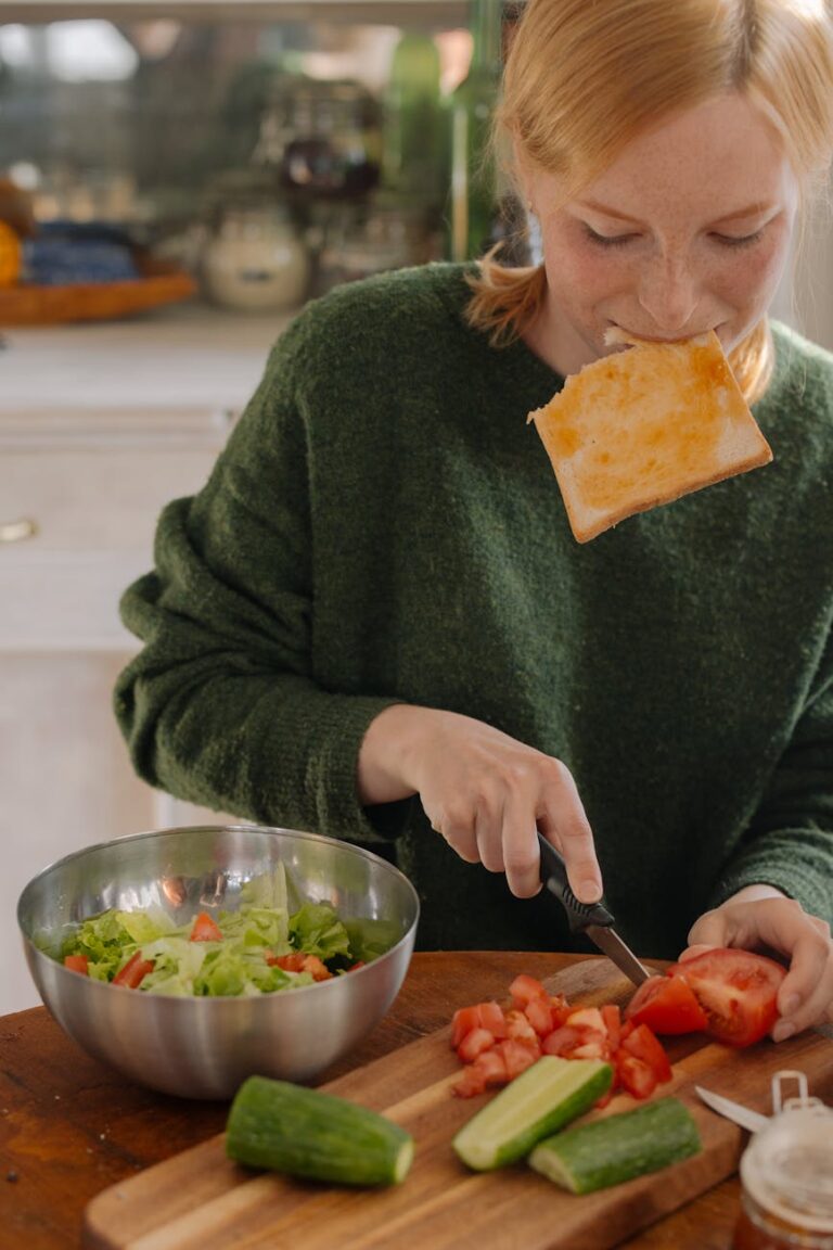 College student prepping a healthy microwave meal in dorm