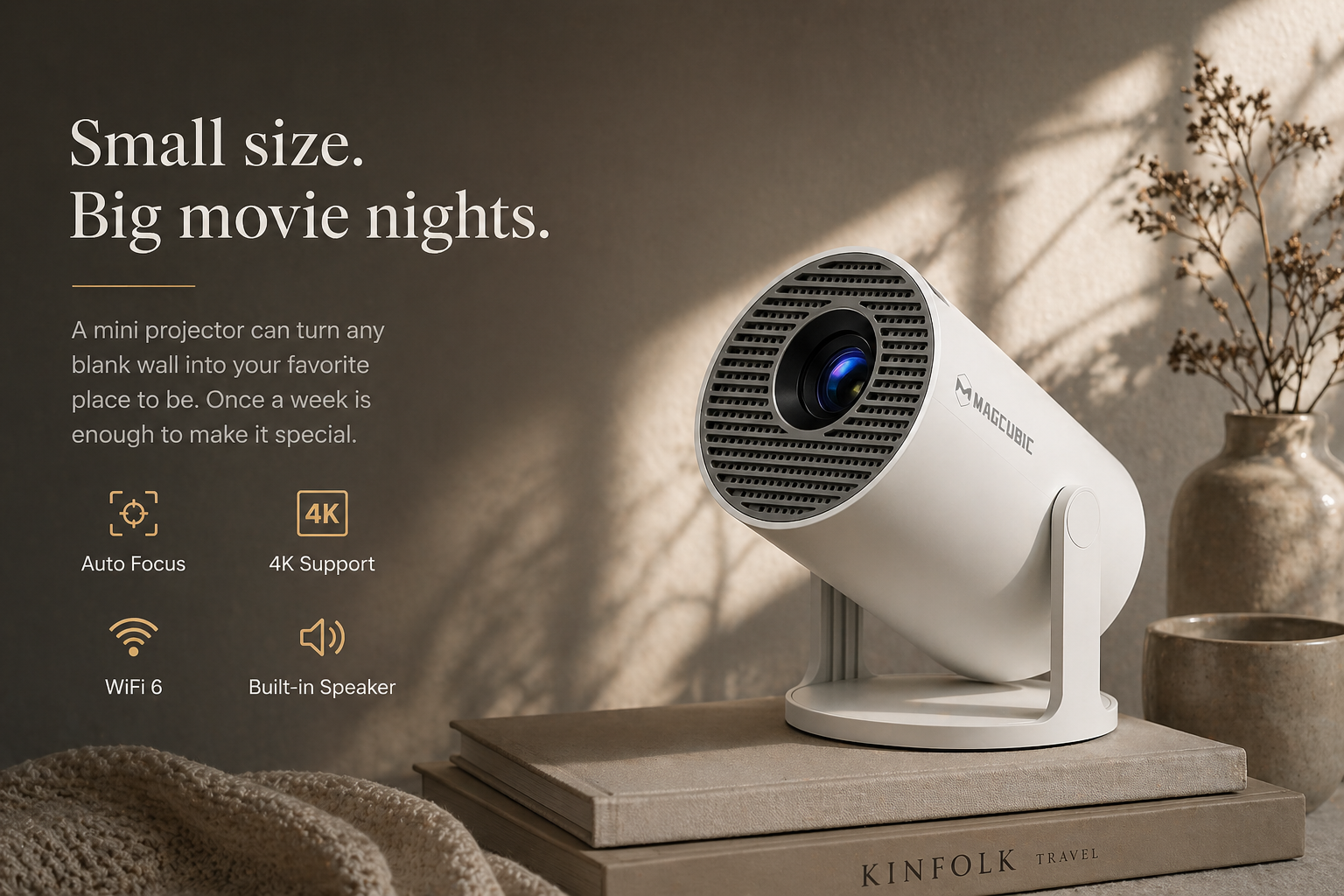Mini projector for cozy family movie nights