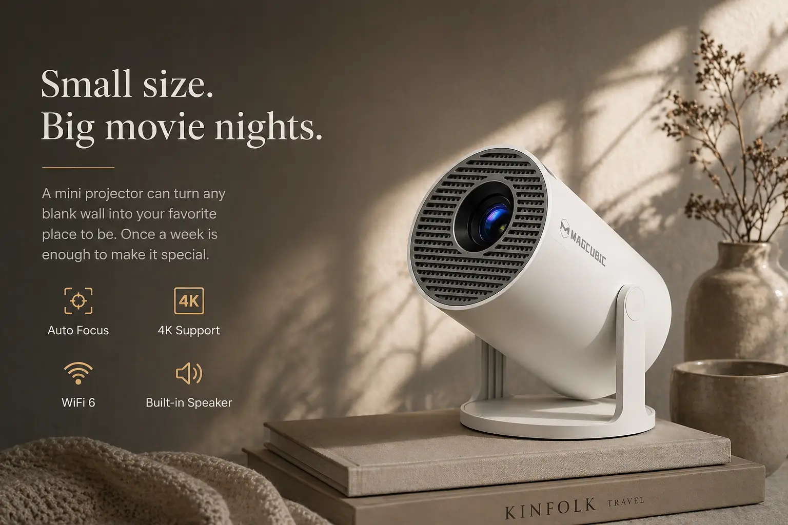 Mini projector for cozy family movie nights