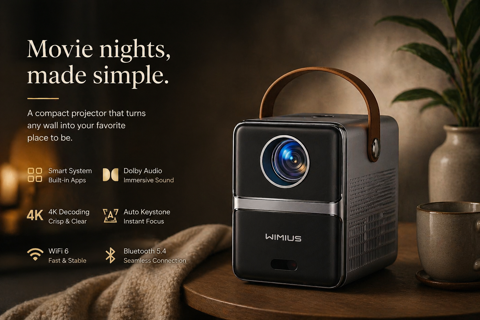 Compact projector with streaming apps and 4K support
