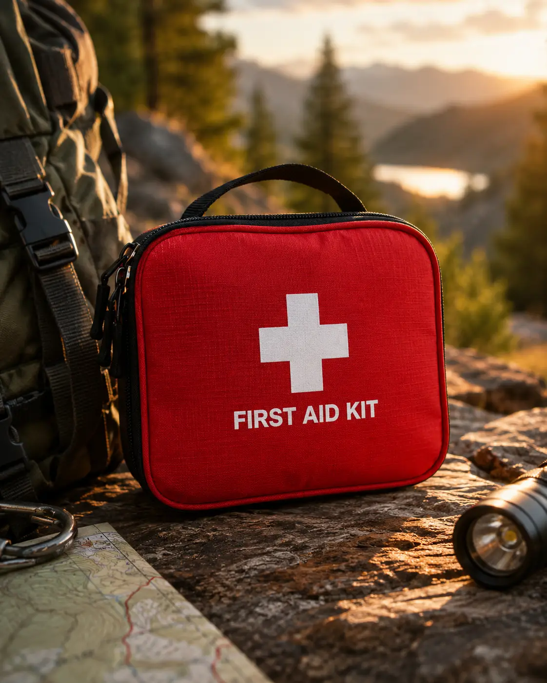 Compact first aid kit for hiking and camping